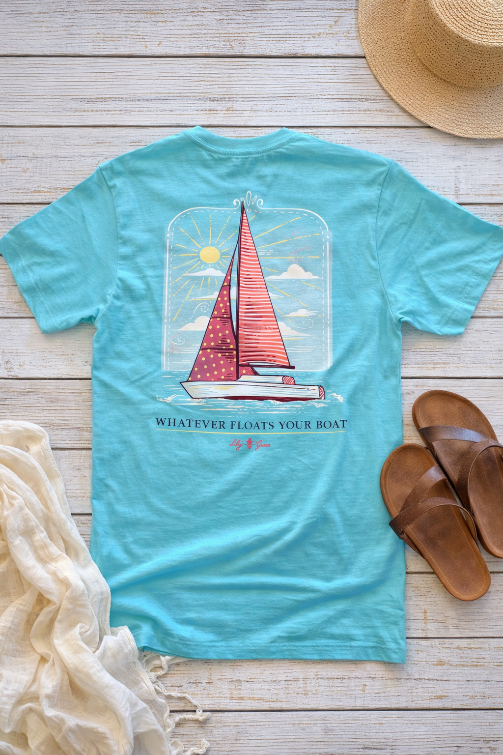 Whatever Floats Your Boat Pocket Tee – Lily Grace | Aqua