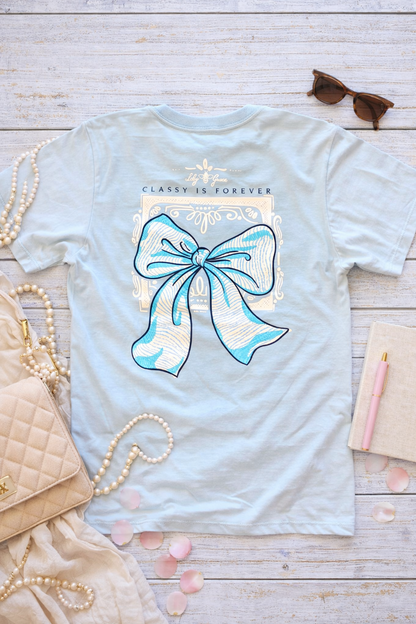 Lily Grace "Classy Is Forever" Preppy Pocket Tee – Chambray