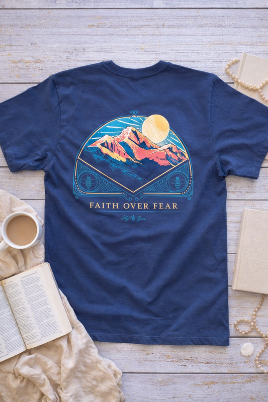 Faith Over Fear T-Shirt – Lily Grace | Navy