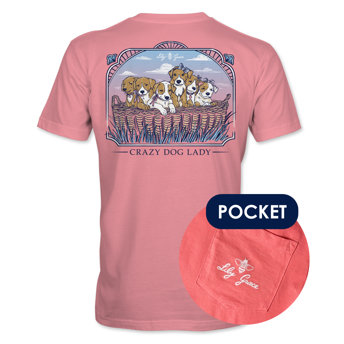 Crazy Dog Lady- Basket of Puppies T-Shirt