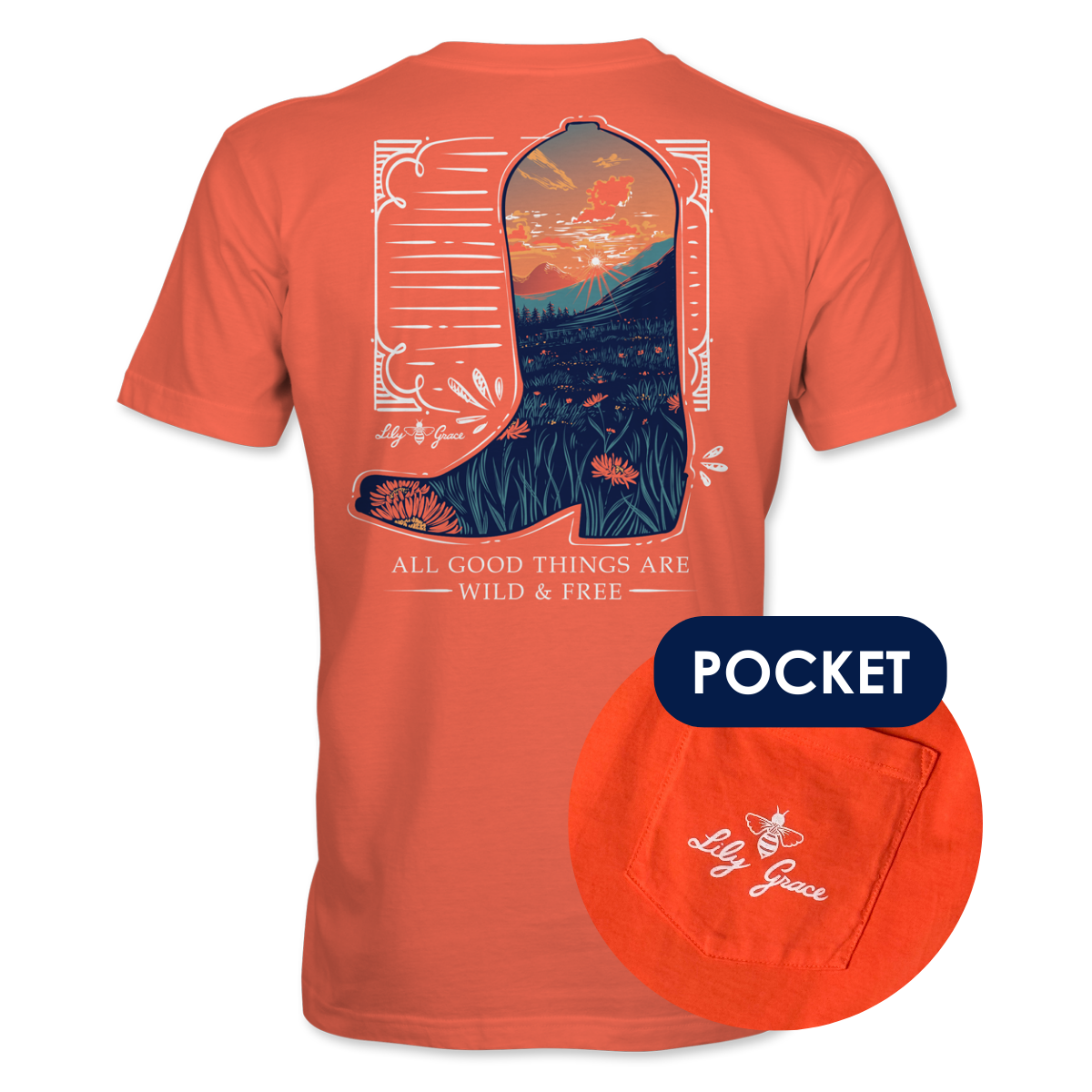 Boot Scene- Cowboy Boot Sunset T-Shirt