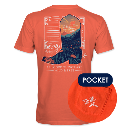 Boot Scene- Cowboy Boot Sunset T-Shirt