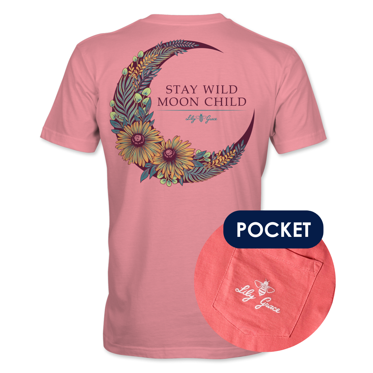 Moon Child- Boho Floral T-Shirt