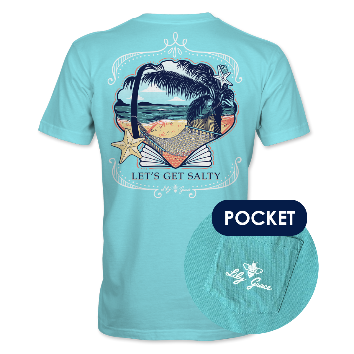 Seashell Scene Salty- Beach Scene T-Shirt – Lily Grace