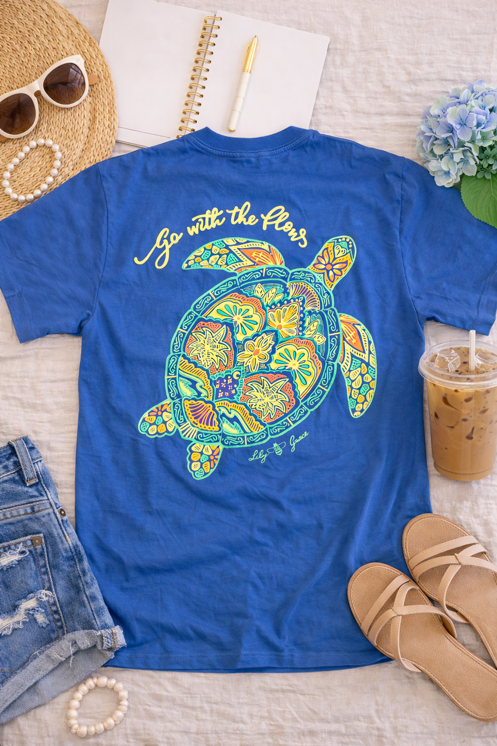 Patterned Turtle- Flowing Sea Turtle T-Shirt – Lily Grace