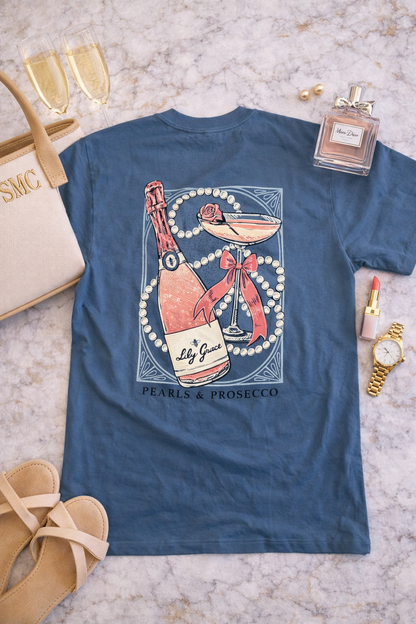 Pearls & Prosecco T-Shirt – Lily Grace | Slate