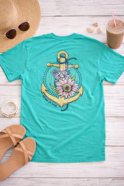 Refuse to Sink Anchor Floral T-Shirt – Lily Grace | Seafoam