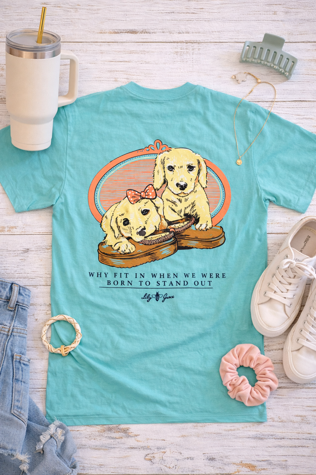 Born to Stand Out Puppies T-Shirt – Lily Grace | Aqua