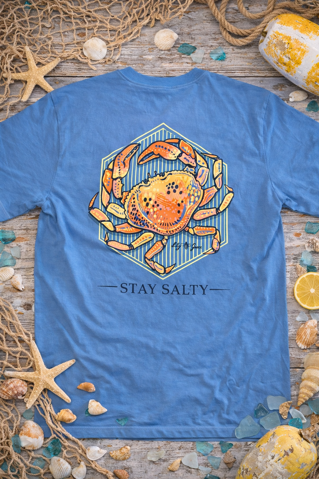 Lily Grace "Stay Salty" Preppy Pocket Tee – Azure