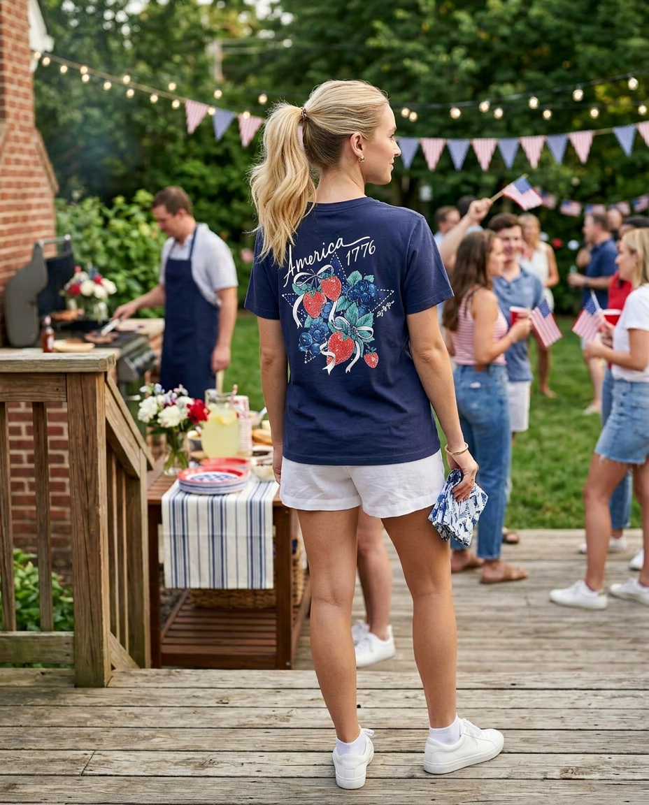 America 1776 Pocket Tee – Lily Grace | Navy