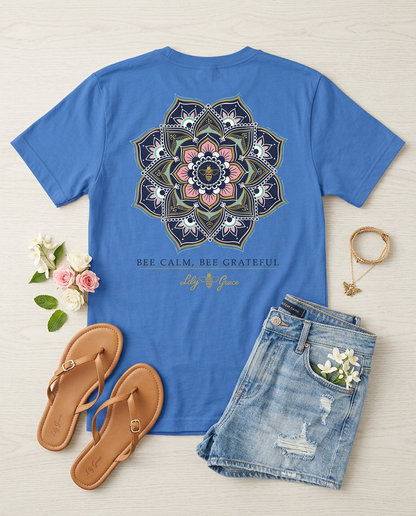Bee Calm Mandala T-Shirt – Lily Grace | Marine