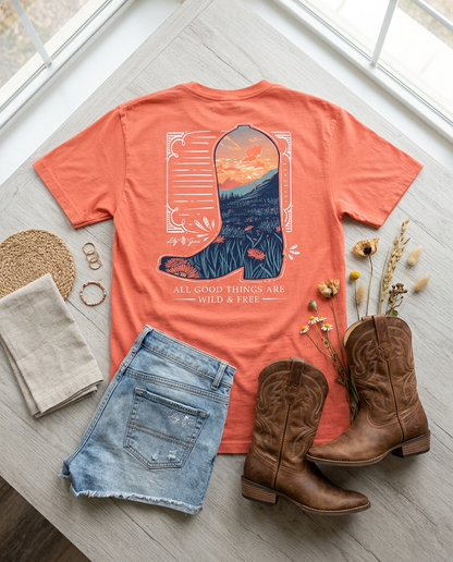 Boot Scene- Cowboy Boot Sunset T-Shirt