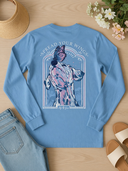 Spread Your Wings Dalmatian Butterfly Long Sleeve Tee