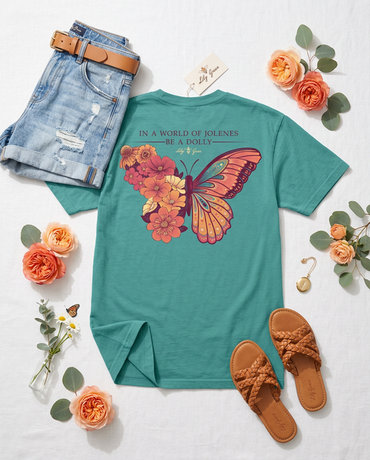 Dolly Butterfly- Flowers Blooming T-Shirt