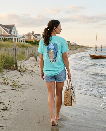 Summer Vibes- Flip Flops and Beach Scene T-Shirt