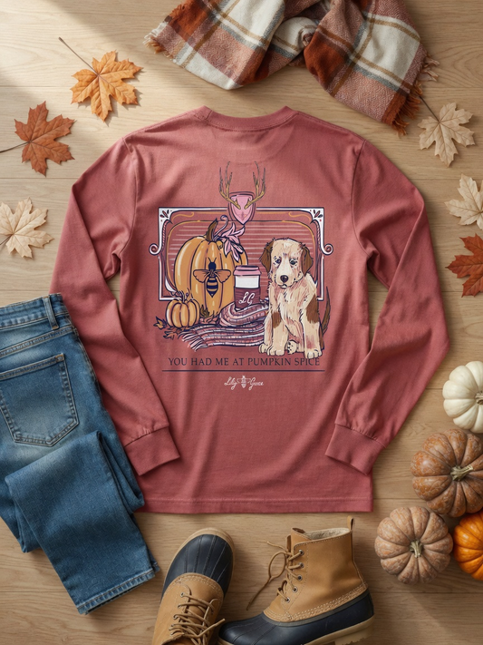 You Had Me at Pumpkin Spice Puppy Long Sleeve Tee