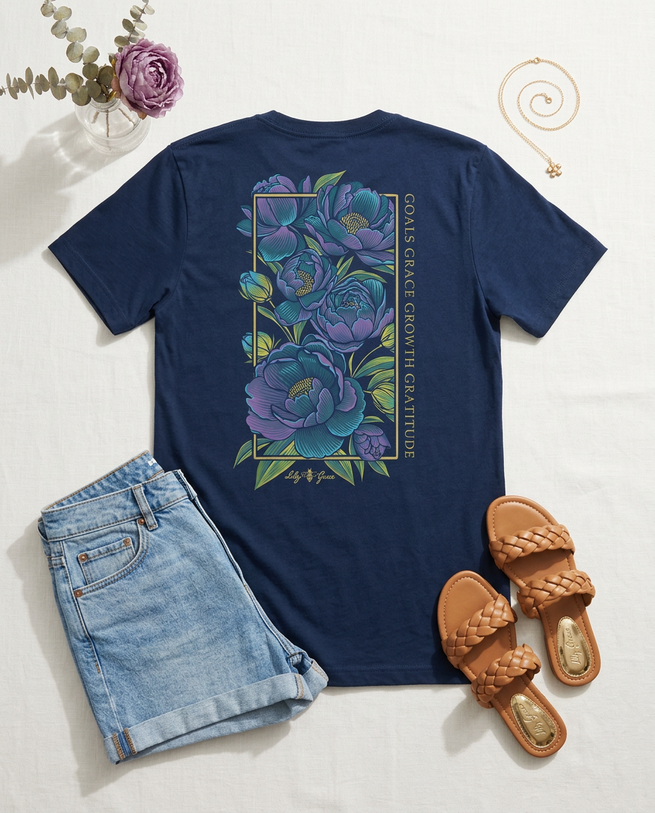 Goals Grace Growth Gratitude Floral Pocket Tee