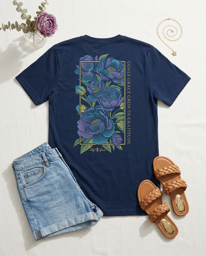Goals Grace Growth Gratitude Floral Pocket Tee