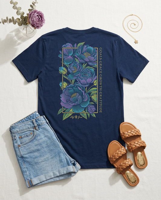 Goals Grace Growth Gratitude Floral Pocket Tee