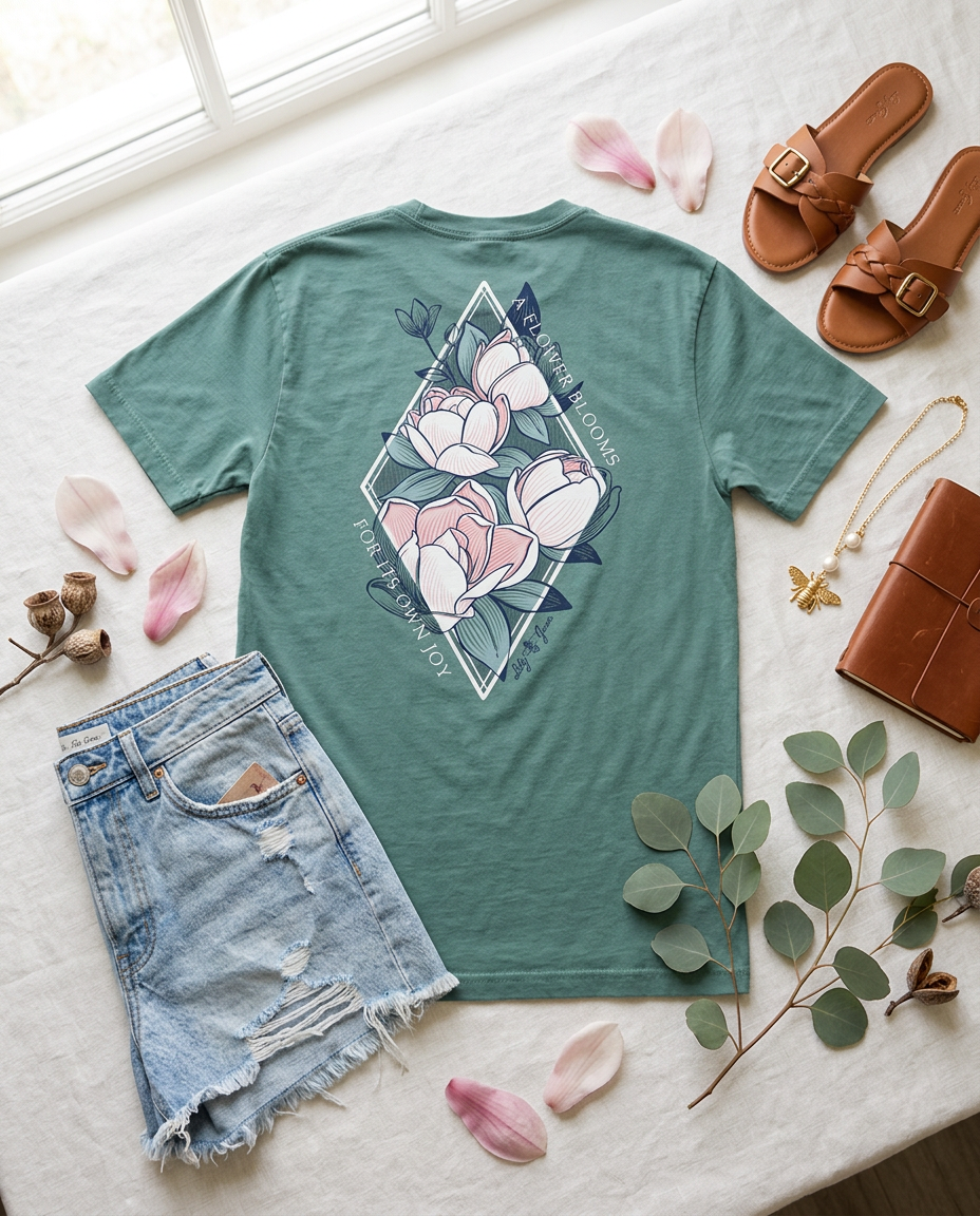 Lily Grace "Magnolia Joy" Preppy Pocket Tee – Pine