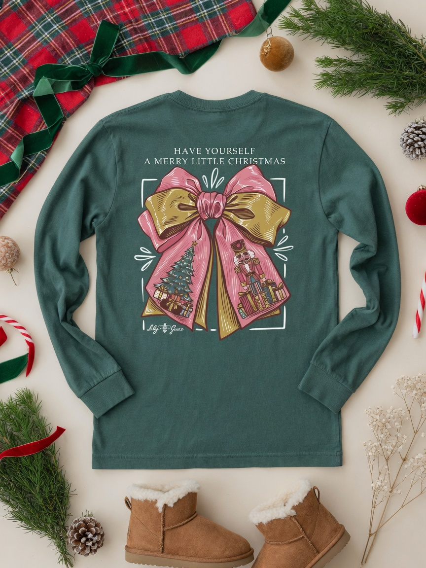 Have Yourself a Merry Little Christmas Bow Long Sleeve Tee