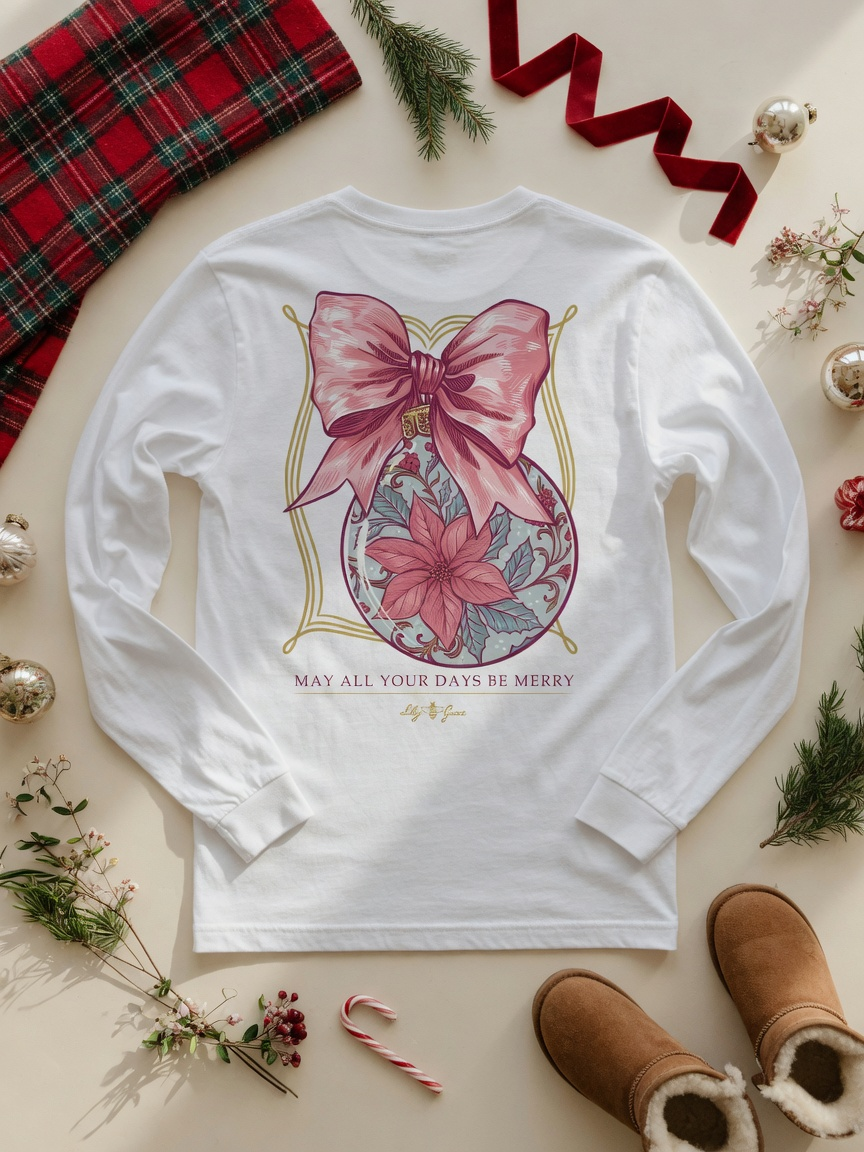 May All Your Days Be Merry Ornament Long Sleeve Tee