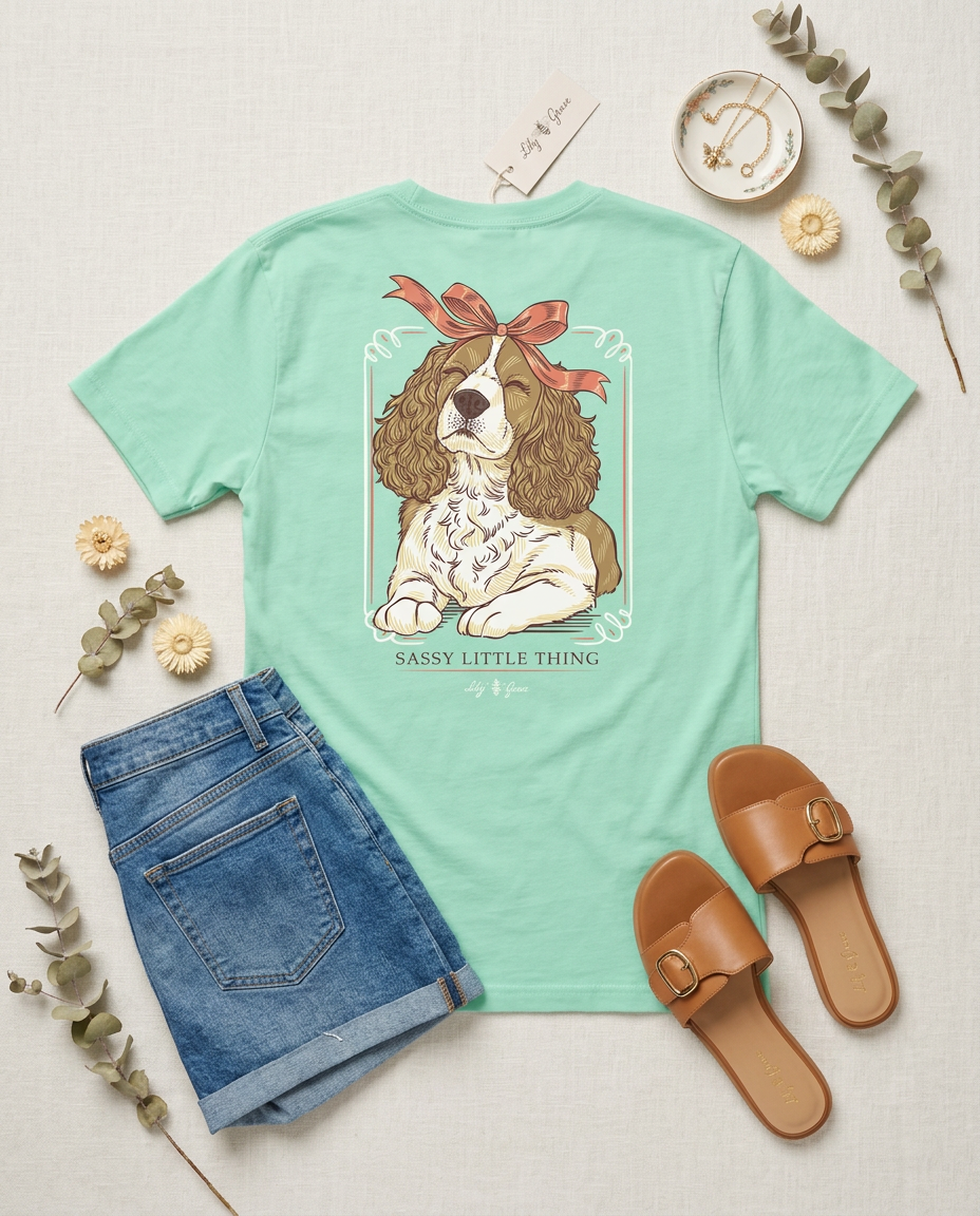 Sassy Little Thing Spaniel Pocket Tee