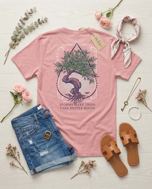Storms Make Trees Take Deeper Roots Pocket Tee