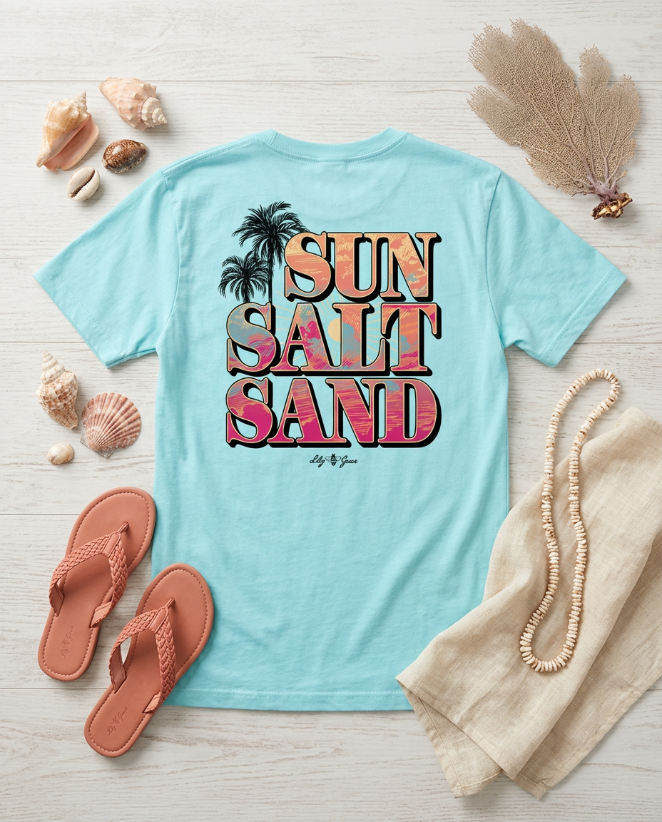 Sun Salt Sand Pocket Tee – Lily Grace | Aqua