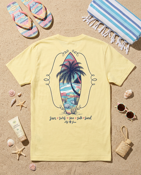 Sun Surf Sea Salt Sand Pocket Tee – Lily Grace | Yellow