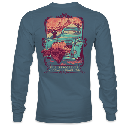 Fall Is Proof That Change Is Beautiful Vintage Truck Long Sleeve Tee